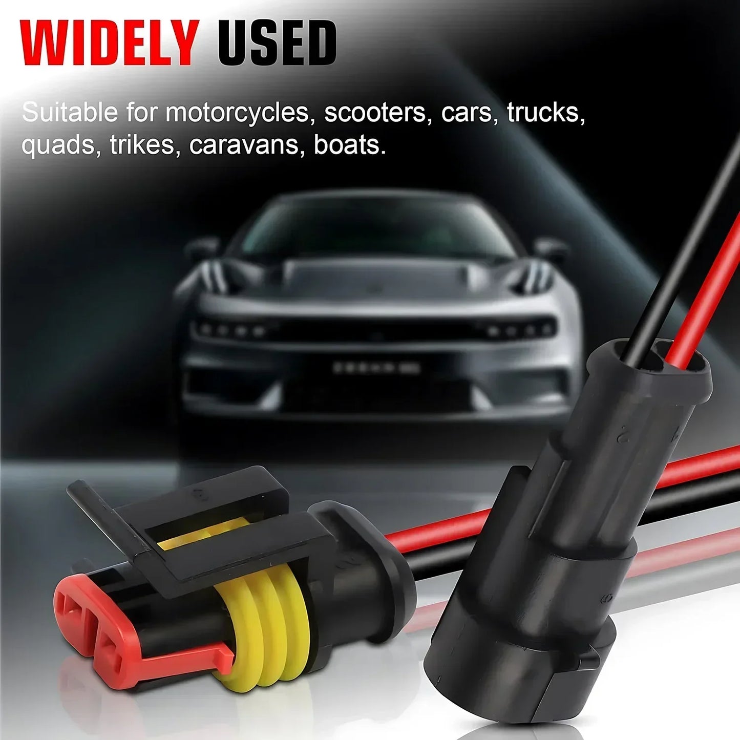 Waterproof 2 Pin Wire Connectors - Automotive Connector Kit for Car, Truck, Motorcycle, Marine Boat, Quick Connect Replacement Peaceful Pleasures Health and Wellness