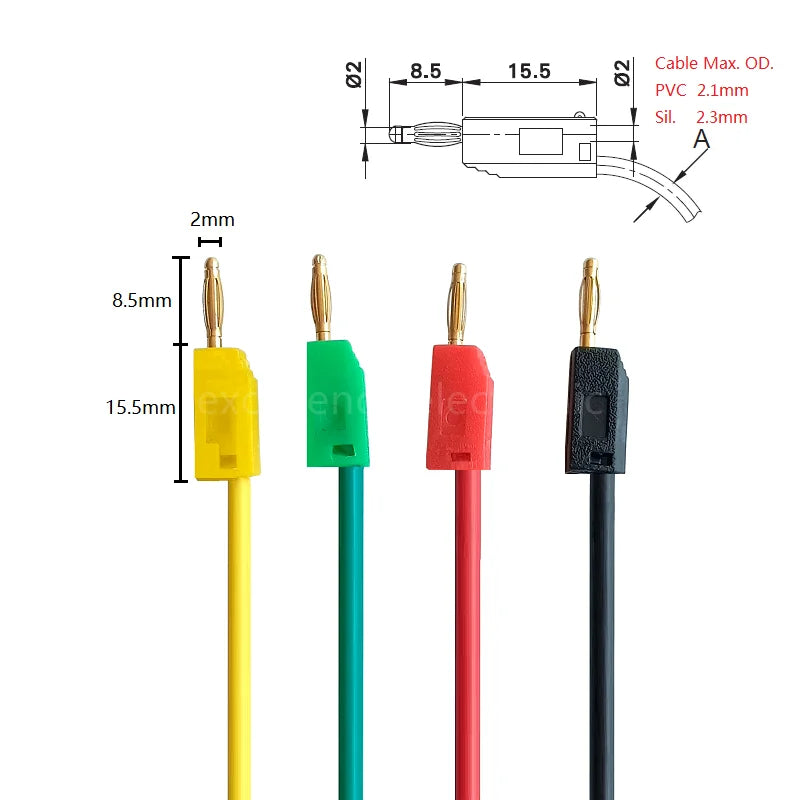 High Quality 2mm Banana Plug Silicone Wire 24AWG K2 Test Cable Double Banana Plug Experiment Short Route Can Be Overlapped Peaceful Pleasures Health and Wellness
