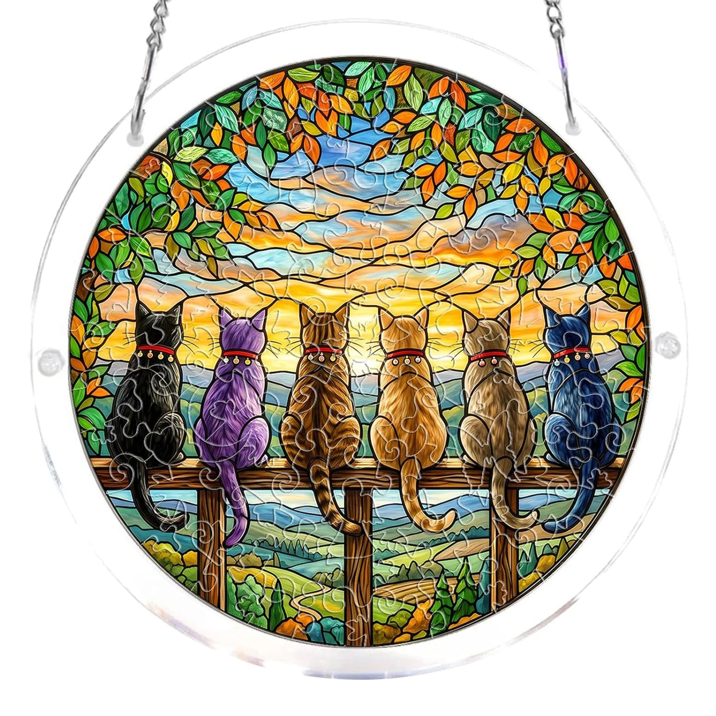 Animal Acrylic Jigsaw Puzzle Suncatcher Window Hanging Crafts DIY Puzzle Suncatcher Home Decor for Apartment Living Room Bedroom Peaceful Pleasures Health and Wellness Style 6 L-22cm