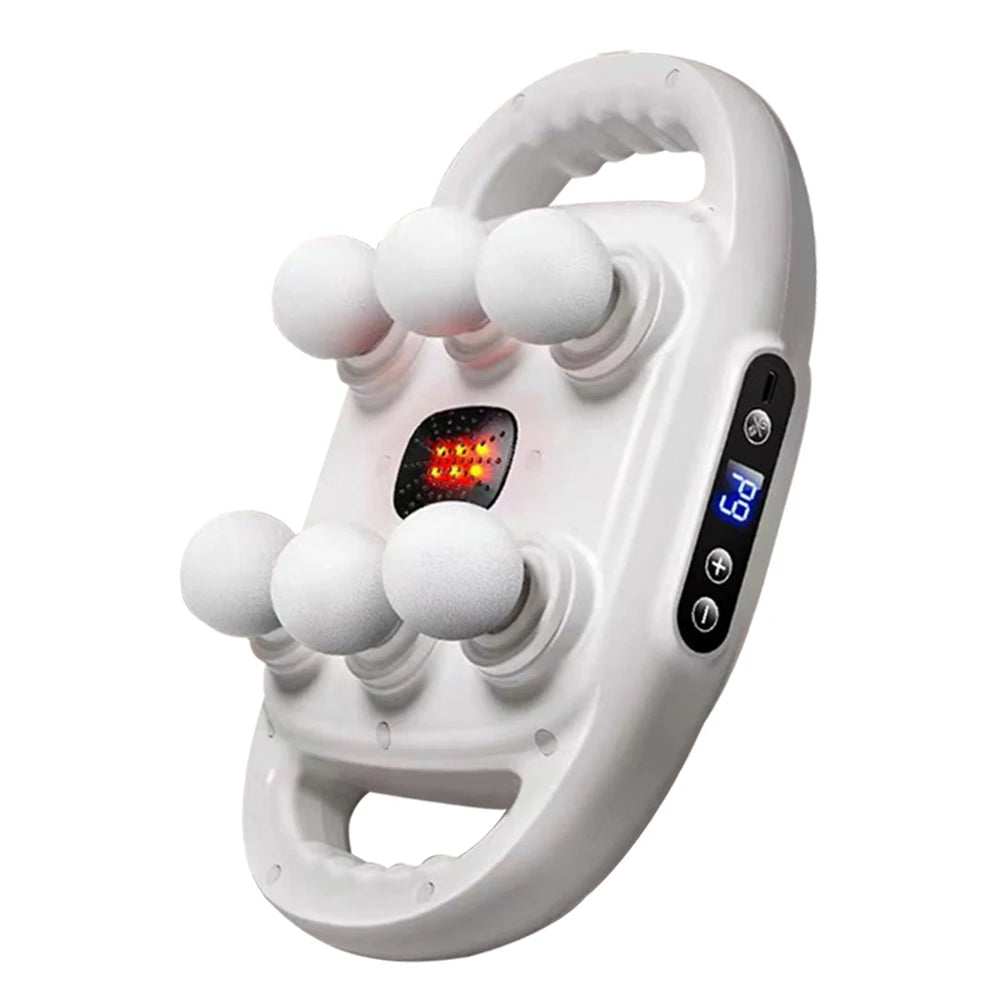 Fascia Massage Gun High Frequency Muscle Massager Gun Back Waist Body Shoulder Massage Machine Six-head Professional Fascia Gun Peaceful Pleasures Health and Wellness White