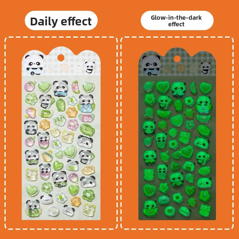 Luminous 3D Embossed Cartoon Stickers | Japanese Kawaii Decals