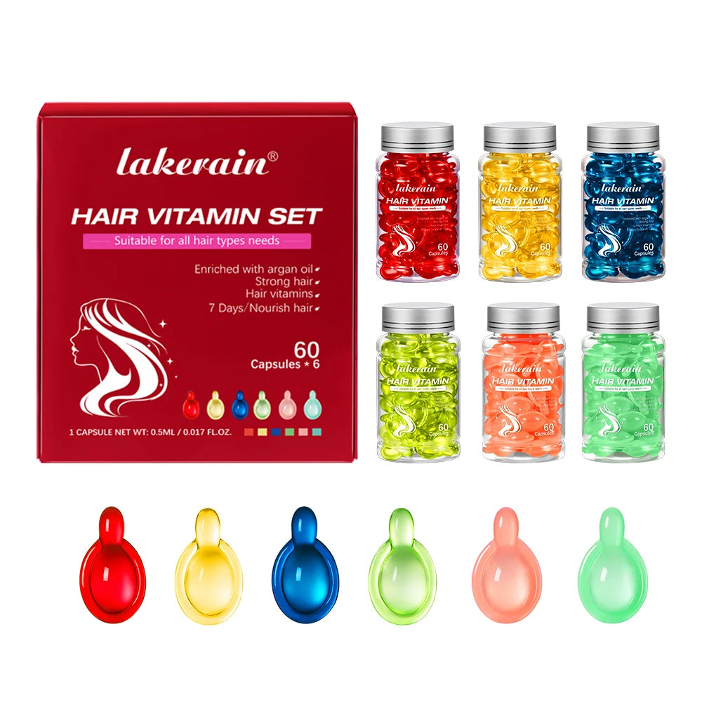6Pcs Morocco Argan Oil Hair Care Capsules Vitamin Serum Repair Split End Damaged Hair Nourishing Hair Treatment Essential Oil Peaceful Pleasures Health and Wellness 6pcs1set 1