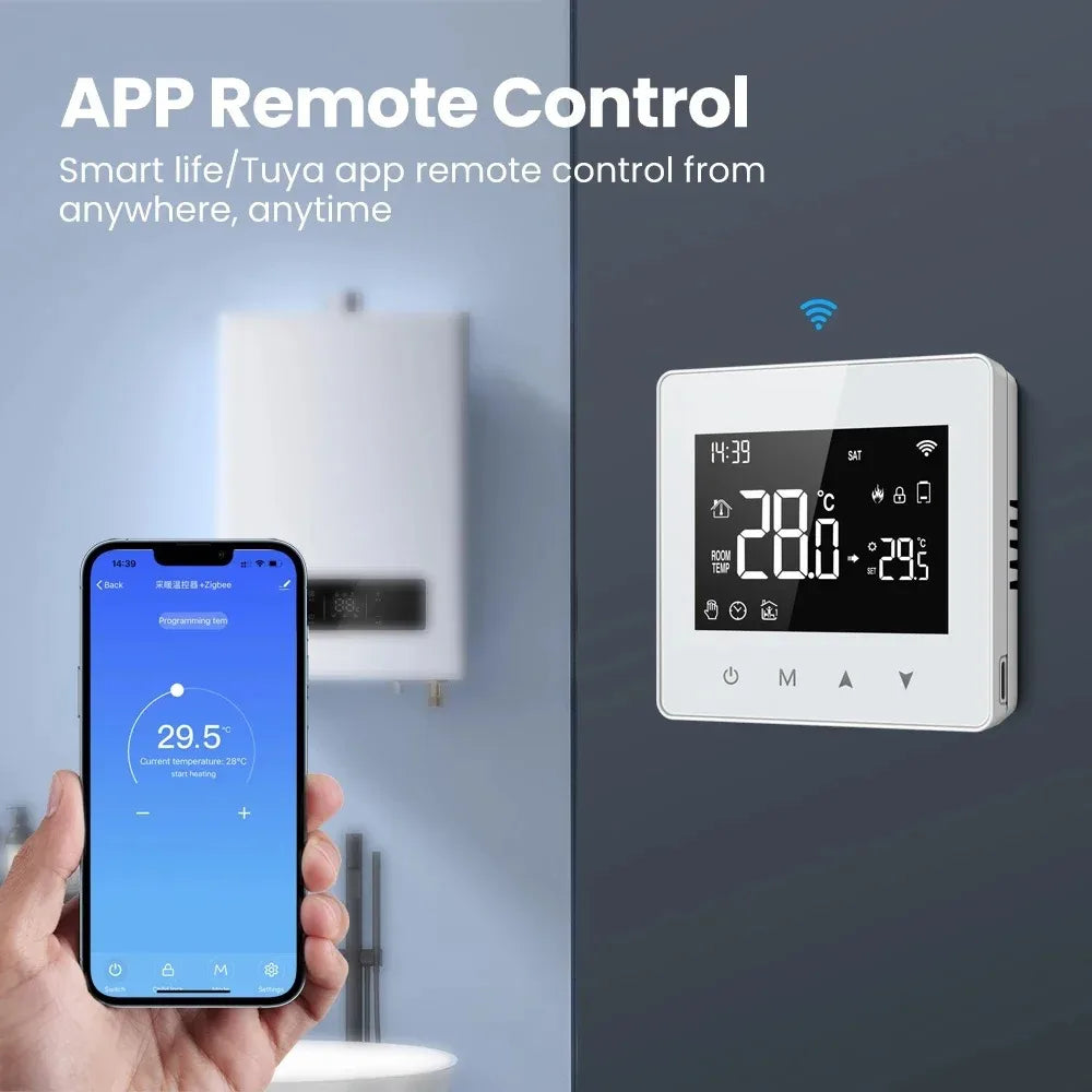 Smart WiFi Thermostat Battery Powered Tuya Compatible with Alexa Google Home For Gas Water Boiler Heating System Peaceful Pleasures Health and Wellness