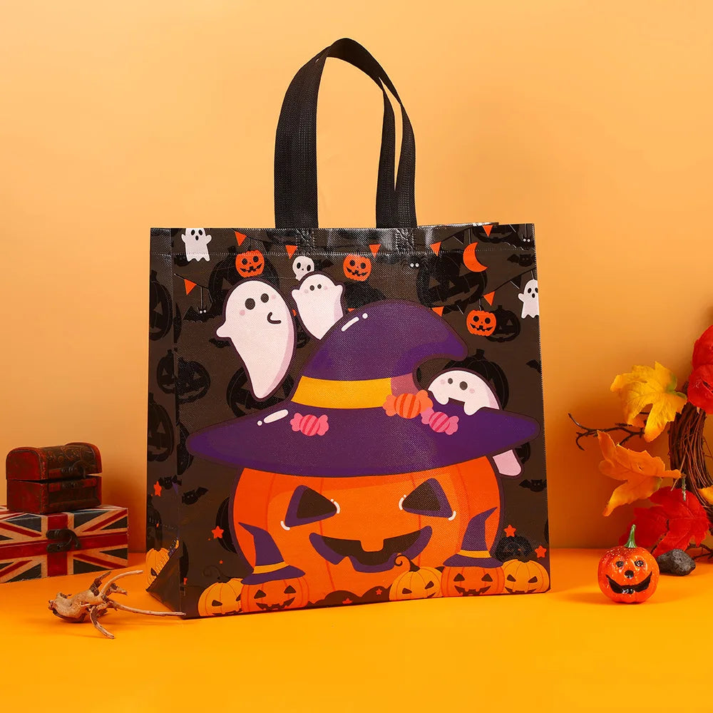 Halloween Trick or Treat Bag | Large Non-Woven Pumpkin Tote