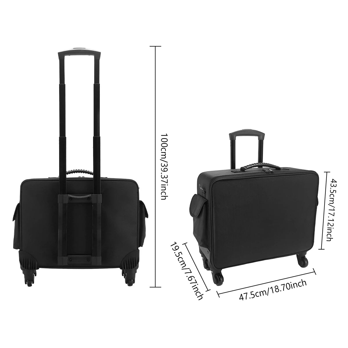 Rolling Suitcase for Artists Travel Makeup Artist Bag Luggage Cosmetic Brush Storage with Wheels Beauty Tool Organizer Peaceful Pleasures Health and Wellness Blue