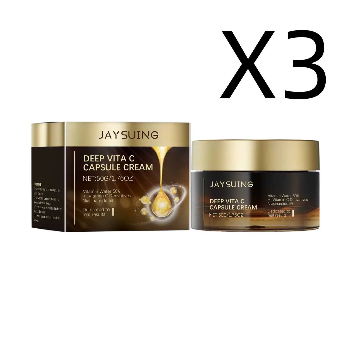Vitamin C Face Cream Brighten Skin Reduce Fine Lines Remove Dullness Even Skin Tone Repair Skin Barrier Moisturizing Care Cream Peaceful Pleasures Health and Wellness 3x50g Boxes