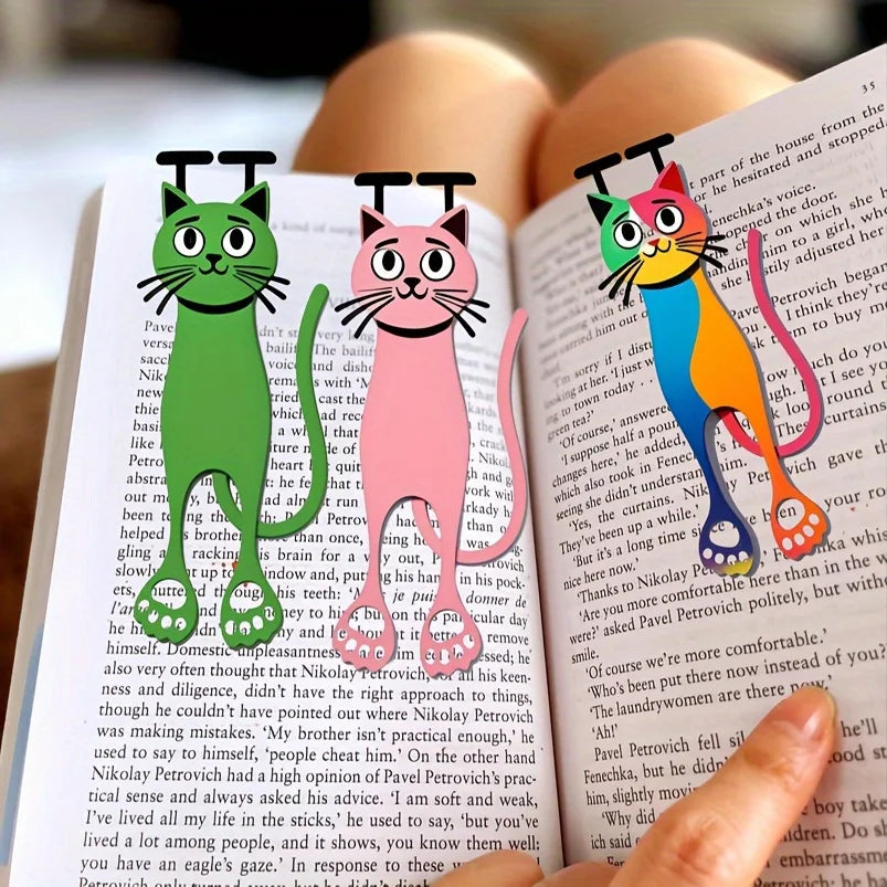 Acrylic Cat Bookmark Set of 3 | Colorful Cat Page Markers