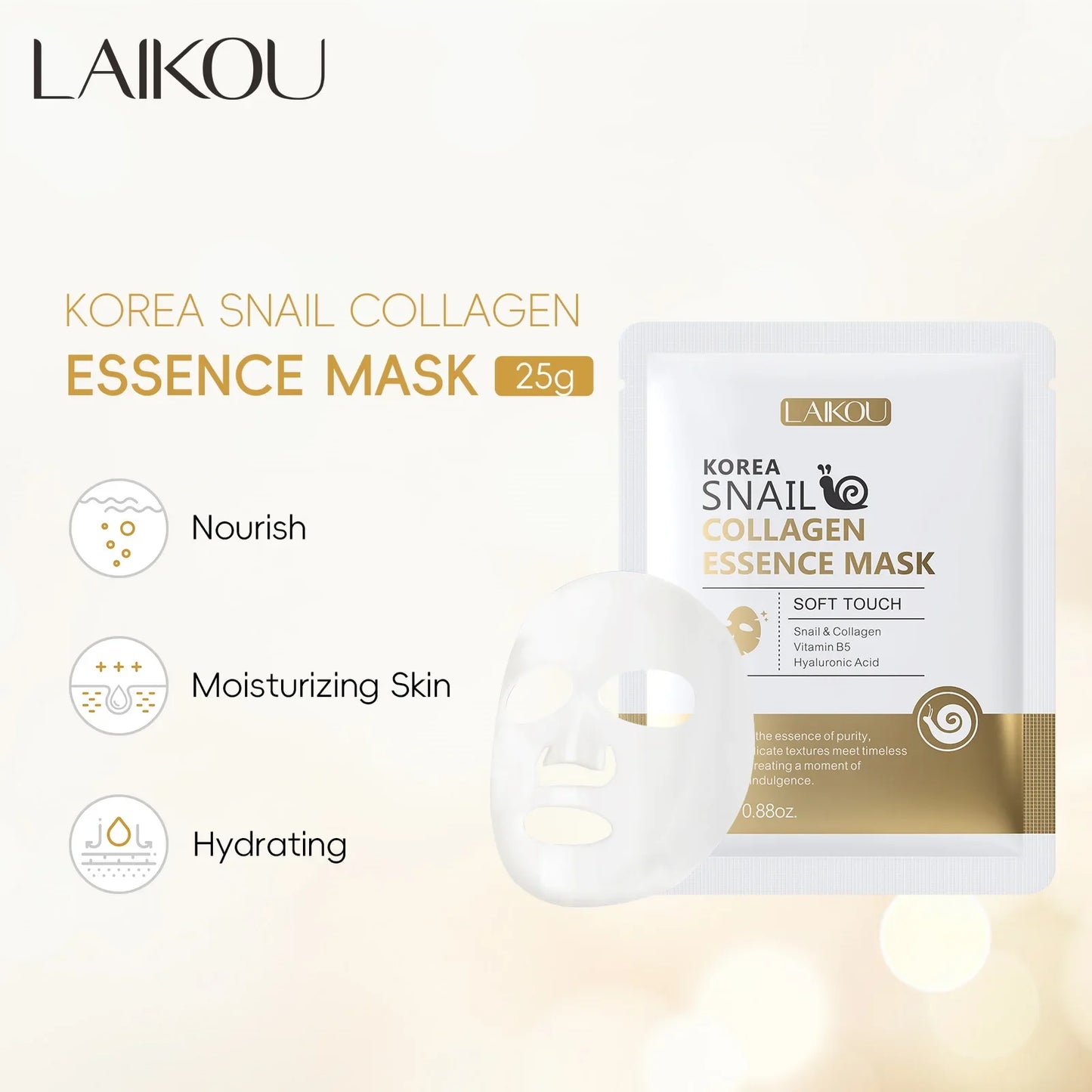 LAIKOU Snail Mucin Sheet Mask – Anti-Aging & Hydrating Skin