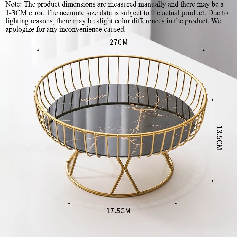 1 Piece of European-style Light Luxury Fruit Plate, Creative Living Room Home Fruit Basket, Afternoon Tea Candy Dessert Stand Peaceful Pleasures Health and Wellness black