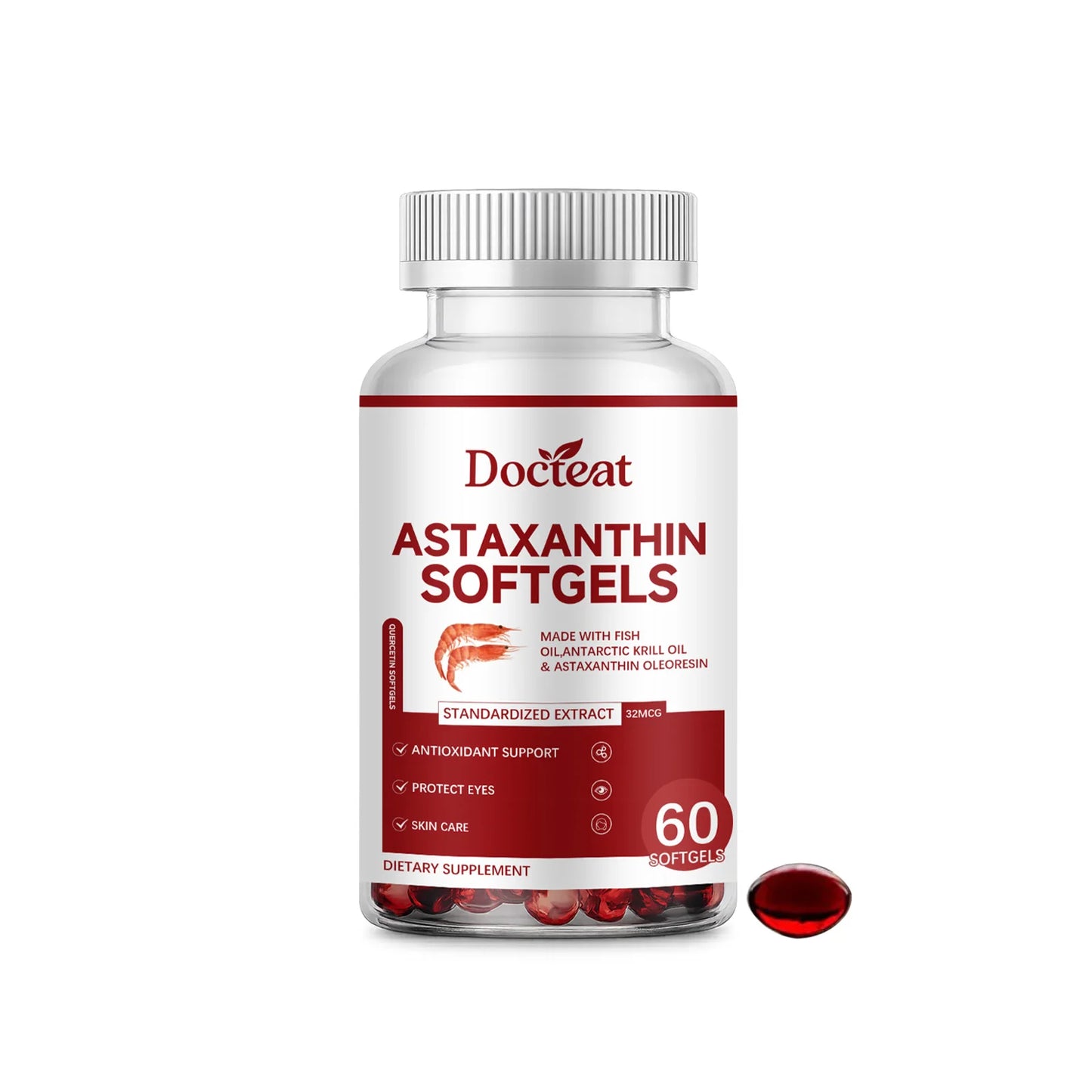 Astaxanthin & Krill Oil Softgels – 60ct Antioxidant Support