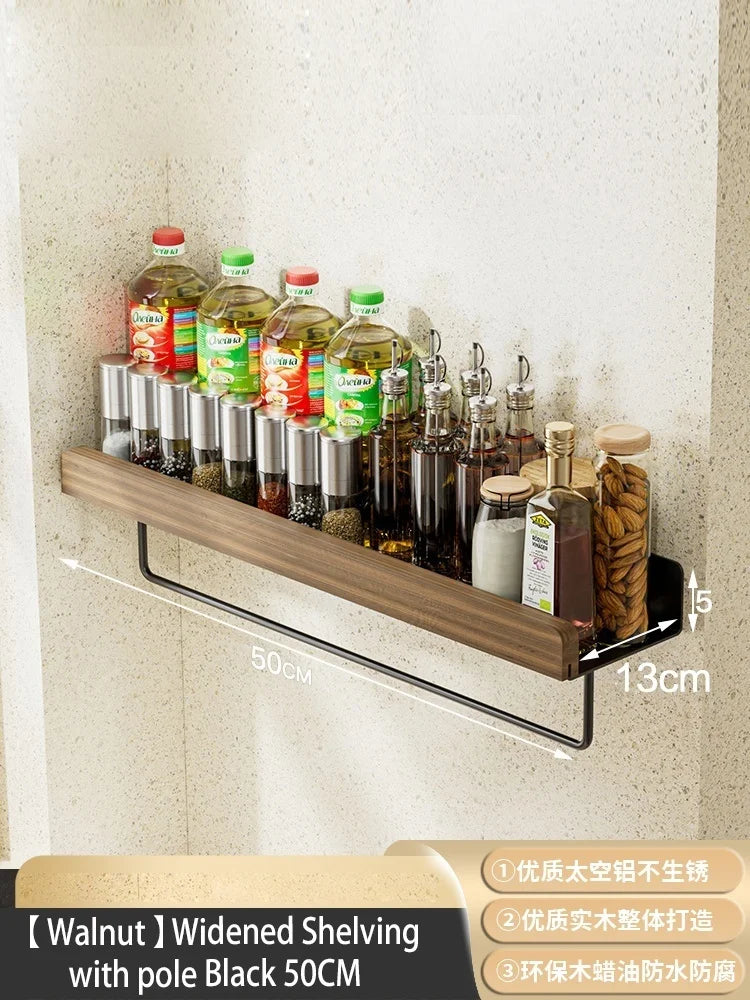 Wall Mounted Solid Wood Spice Rack | Kitchen Seasoning Organizer