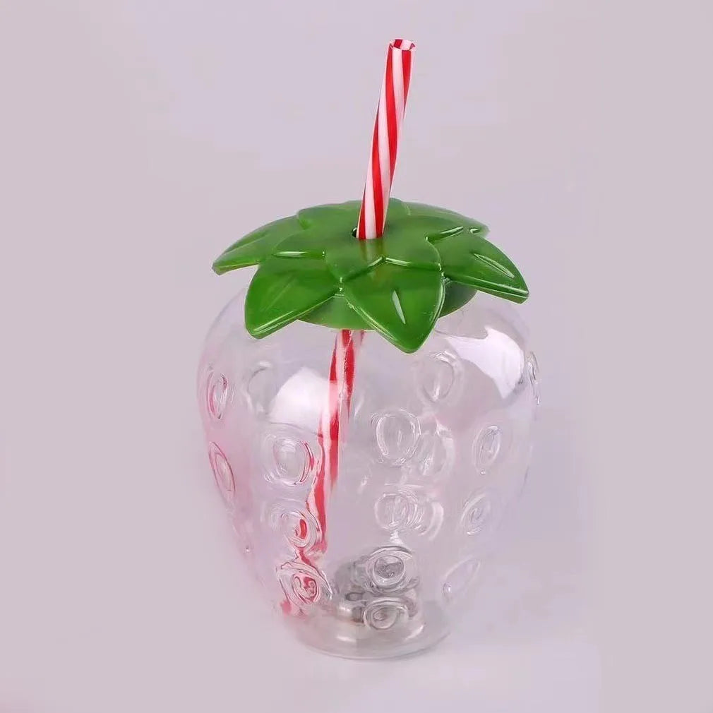 8PCS Strawberry Cups with Lids and Straws Reusable Cute Drinking Cups Strawberry Water Bottles for Hawaiian Summer Party Peaceful Pleasures Health and Wellness Clear Cups 0.5L