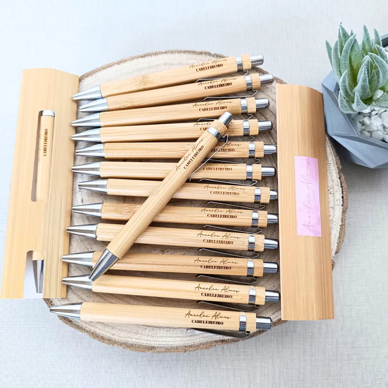5-Pack Custom Engraved Bamboo Pens | Personalized Gift Set Personalized Gift Pens Peaceful Pleasures Health and Wellness