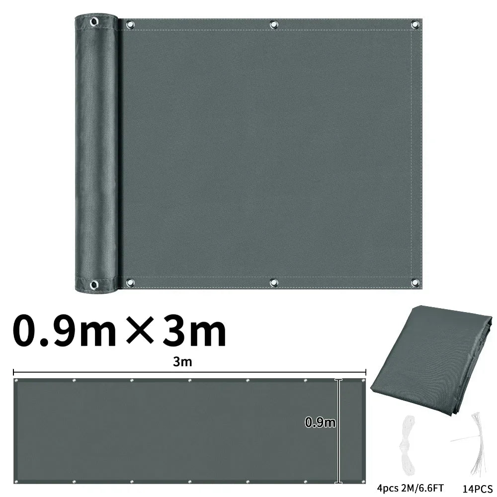 Balcony Privacy Screen Patio Fence Screen for Balcony Cover Waterproof Garden Sunshade Cloth with Grommets UV Protection Shelter Peaceful Pleasures Health and Wellness Grey 90x300CM