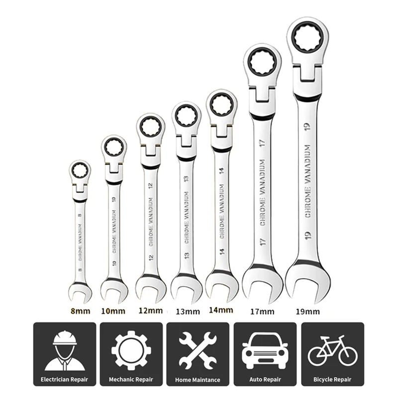 A36T-7PCS Ratcheting Wrench Set Standard Metric Combination Ratchet Wrenches Set For Car Repair And Household Repair Peaceful Pleasures Health and Wellness