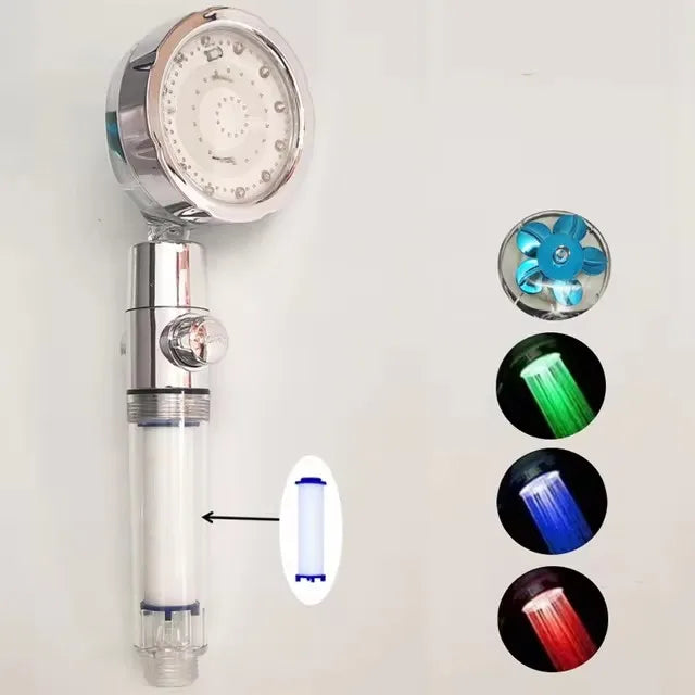 LED Color-Changing Anion Handheld Shower Head | Rainfall SPA