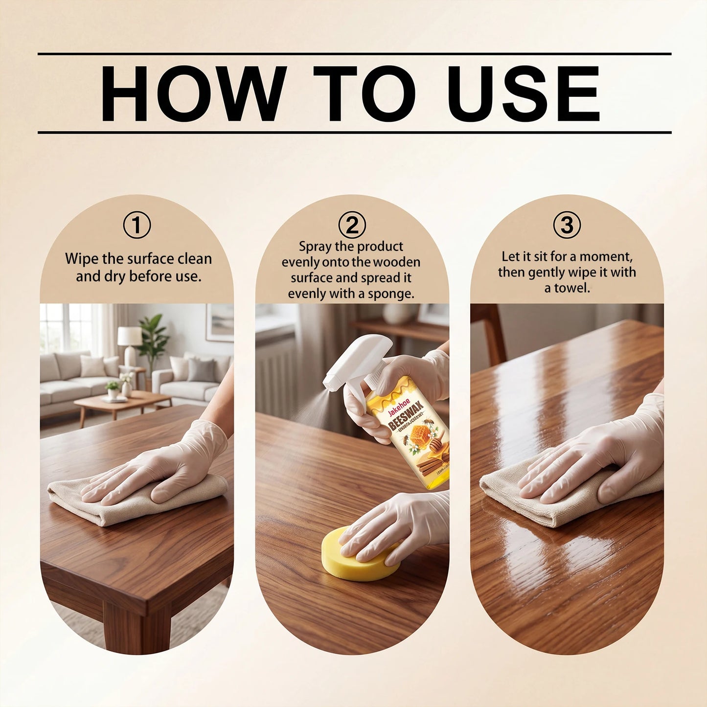 JAKEHOE Beeswax Wood Polish Spray – Furniture Restorer & Shine