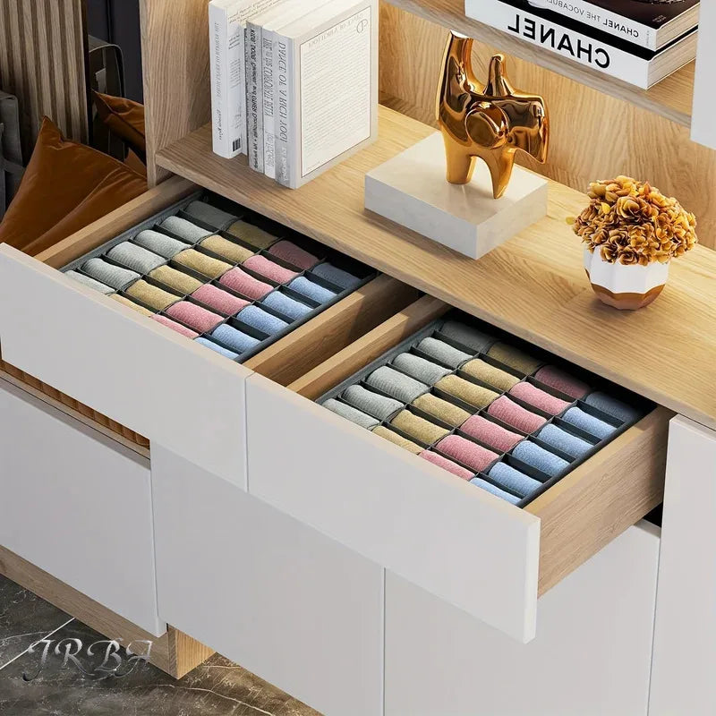 24-Compartment Foldable Fabric Drawer Organizer Storage Box