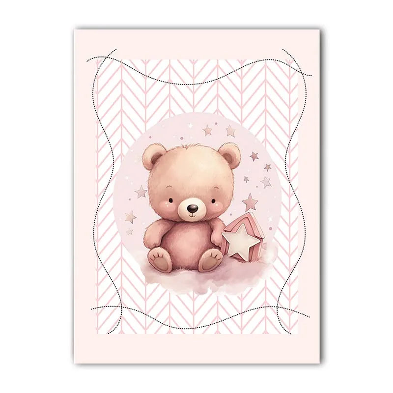 Nordic Teddy Bear Nursery Canvas Wall Art | Kids Room Decor Nursery Canvas Print Peaceful Pleasures Health and Wellness 02 15x20cm No Frame China Mainland
