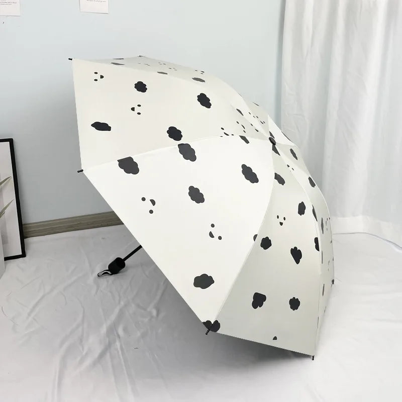 1pc Rainy and Sunny Dual-use Sun Umbrella for Students Sun Protection and UV Protection for Girls' Hearts Peaceful Pleasures Health and Wellness Cloud black 8K metal-fiber composite
