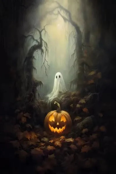 Halloween Ghost Forest Canvas Poster | Cute Wall Art Decor