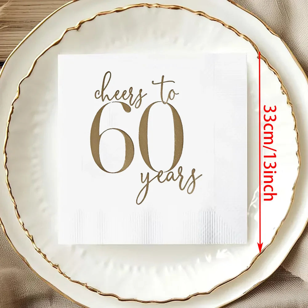 Cheers to 60 Years Paper Napkins – 60th Birthday Party Supplies