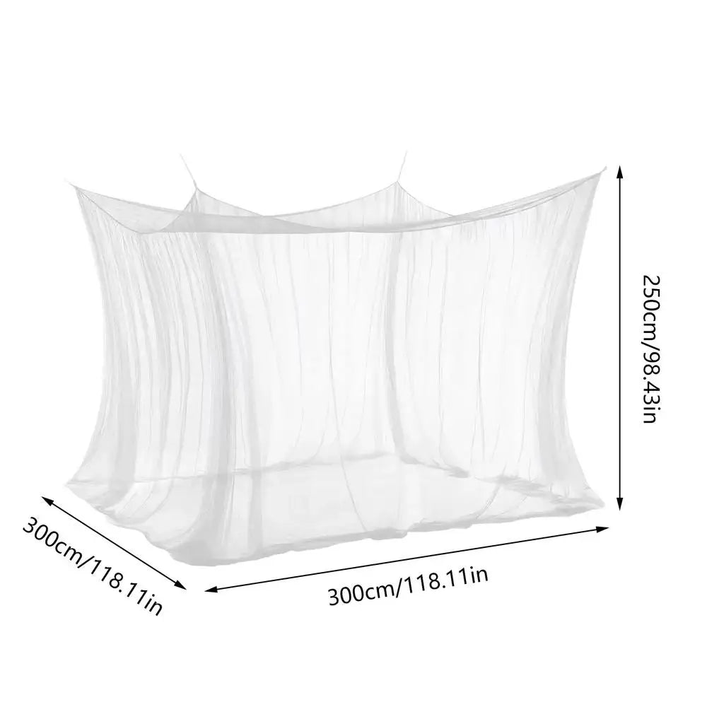 Patio Netting 9.84x9.84x8.2ft Portable Square 4 Corner Mesh Drapes Camping Cot Mosquito Net For Tables Chairs Under Gazebo Peaceful Pleasures Health and Wellness White