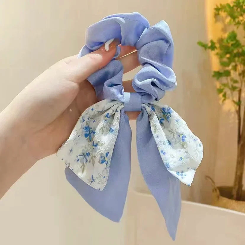 Broken Flower Bow Large Intestine Headband Womens Summer Headband Hair Rope Peaceful Pleasures Health and Wellness blue