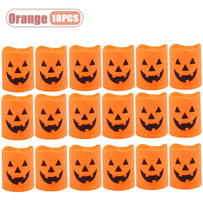Halloween Flickering LED Candle Holders – Skull Ghost Pumpkin