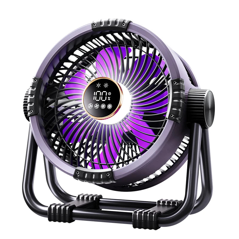 20000mAh Outdoor Camping Fan Wireless Tent Ceiling Fan 4 Speed Adjustment Air Circulation Desk Fan with LED Light Remote Control Peaceful Pleasures Health and Wellness Gray