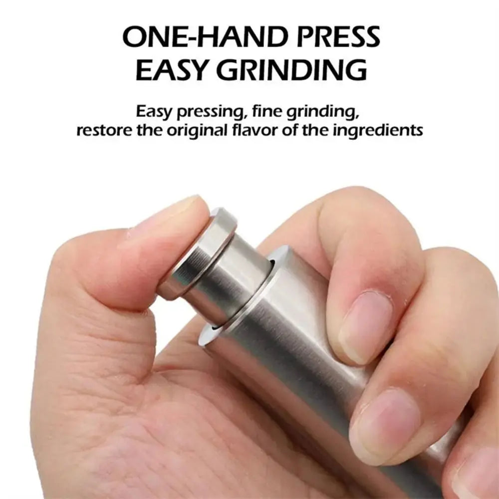 Stainless Steel Push Button Salt & Pepper Grinder | Portable