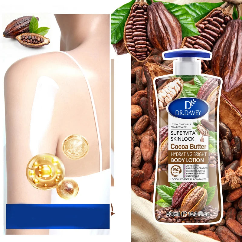 500ML DR.DAVEY Cocoa Butte Body Lotion Large Capacity Four Seasons Moisturizing Refreshing Non greasy Fragrant Body Lotion Peaceful Pleasures Health and Wellness