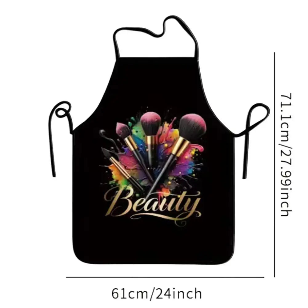 Waterproof Anti-fouling Stain-resistant Quality Kitchen Apron Makeup Brush Design Printed Professional Beautician Makeup Apron Peaceful Pleasures Health and Wellness