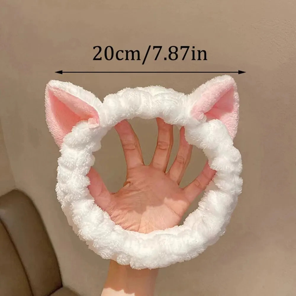 Hairband Cat Coral Plush Headband Cute Soft Hair Bow Headband Hairband Wash Face Makeup Headband Bandage Girl Accessories Peaceful Pleasures Health and Wellness