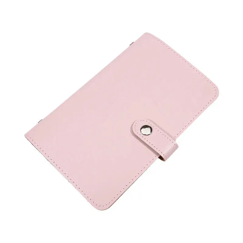 Large Capacity Cash Saving Organizer Book with Double Sided Pockets PU Leather Bill Storage Album for Budgeting Peaceful Pleasures Health and Wellness Pink