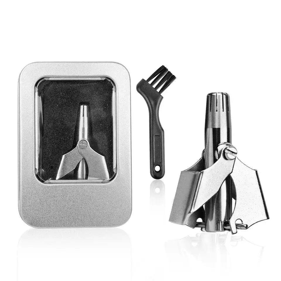 Nose Hair Trimmer Cleaner For Men Women Stainless Steel Manual Mechanical Shaving Razor Washable Hair Removal Tools With Brush Peaceful Pleasures Health and Wellness 1 pcs Iron box
