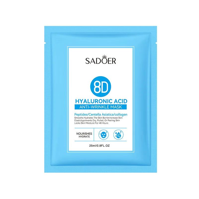 SADOER 8D Hyaluronic Acid Face Mask 5pcs – Hydrating Anti-Wrinkle