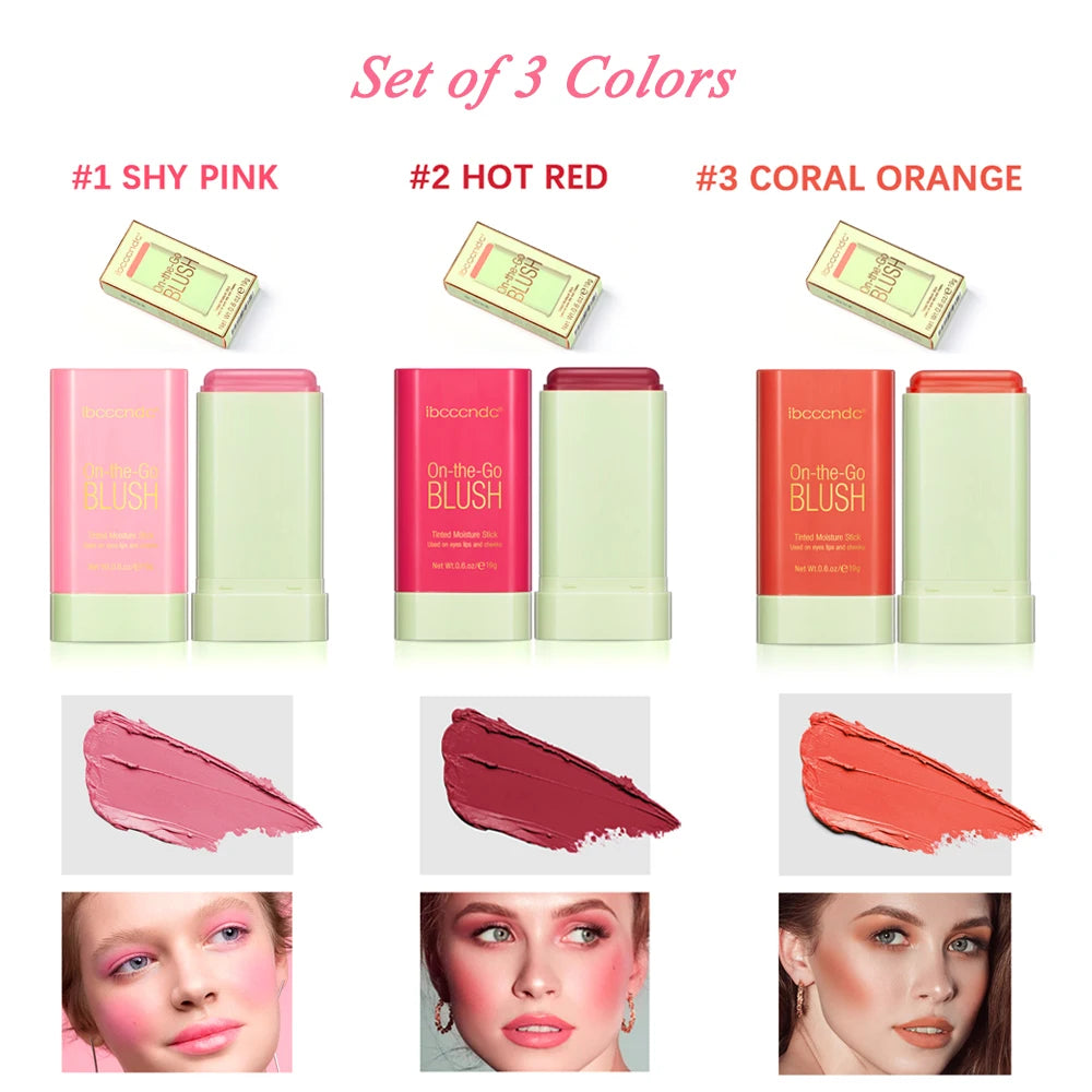 High Color Rotating Blush Cream Tinted Moisture Stick Naturally Long-lasting Moisturizing Waterproof Non-Removing Orange Blush Peaceful Pleasures Health and Wellness SET