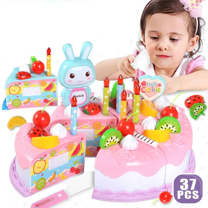 Kids Pretend Play Cutting Cake & Dessert Kitchen Toy Set