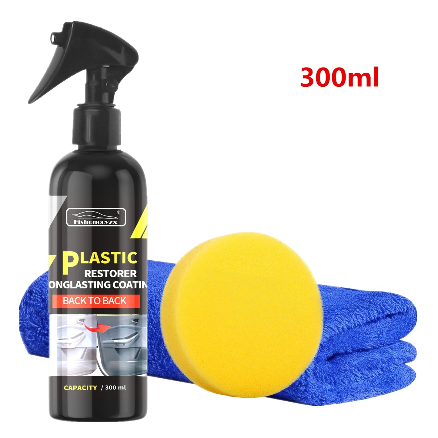 Car Plastic Restorer Coating Agent Auto Plastic Rubber Exterior Repair Clean Refresh Restoration Agent Black Shine Seal Brighten Peaceful Pleasures Health and Wellness 300ml set
