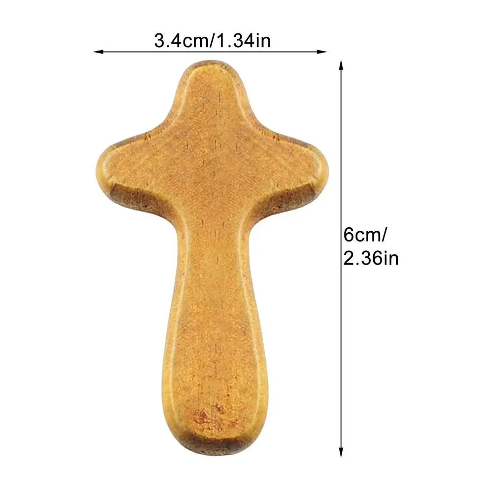 Cross Wood Hand Jesus Gift Christ Church Christmas Cathilic Religious Prayer Cross Priests Christmas Gift Church Cross Peaceful Pleasures Health and Wellness Brown Color 1pc China Mainland
