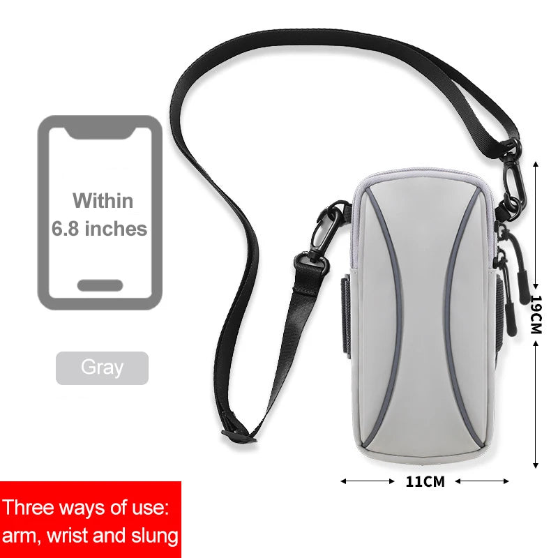 cell phone armband for running racing accessories mini cell phone armband for run arm cell phone holder Mobile phone wrist stand Peaceful Pleasures Health and Wellness Gray with strap