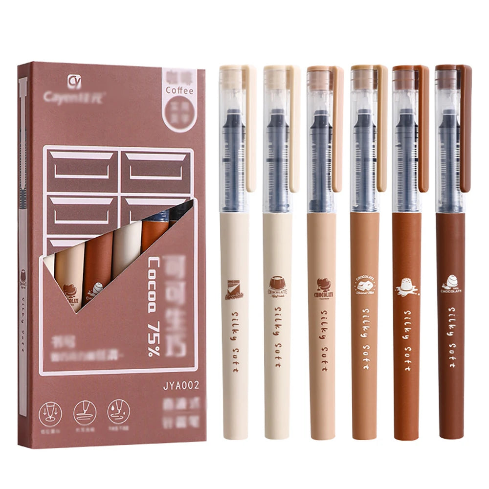 Coffee Themed Liquid Quick Drying Gel Pens Anti Smudging Soft Pen