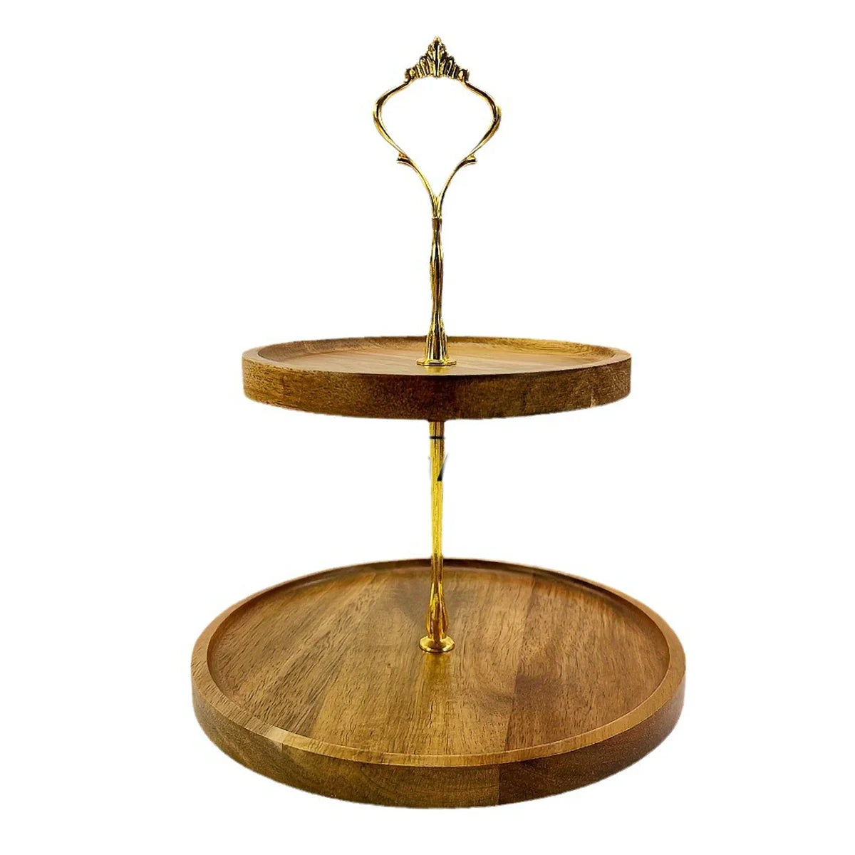 Premium Wooden Cupcake Stand with 2 Tier Serving Tray, Perfect Rustic Dessert Display Stands for Wedding, Birthday, Tea Party Peaceful Pleasures Health and Wellness Gold