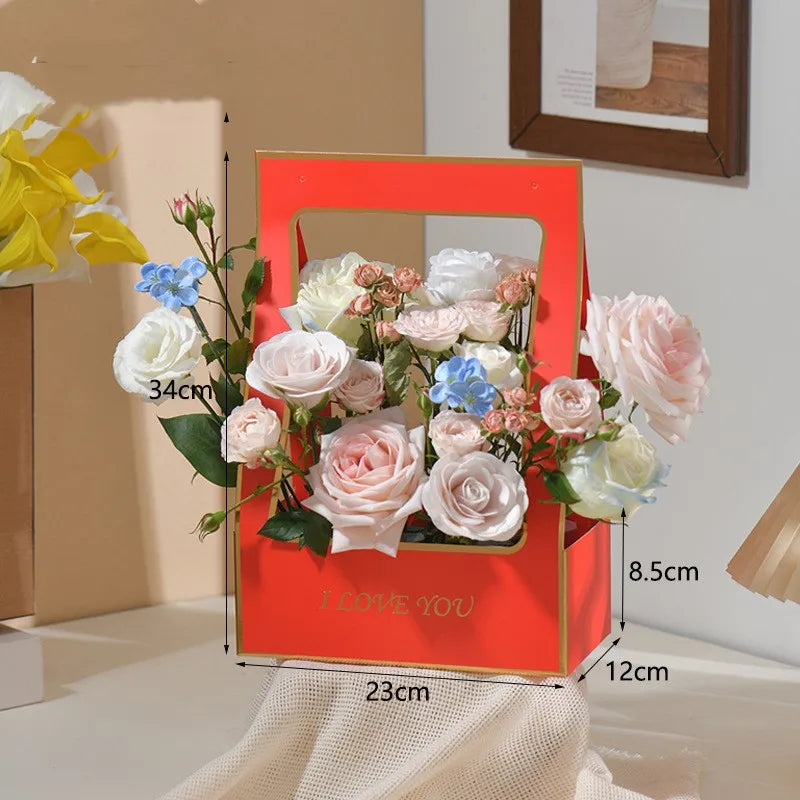 Kraft Paper Flower Bouquet Box Bag | Handheld Gift Packaging