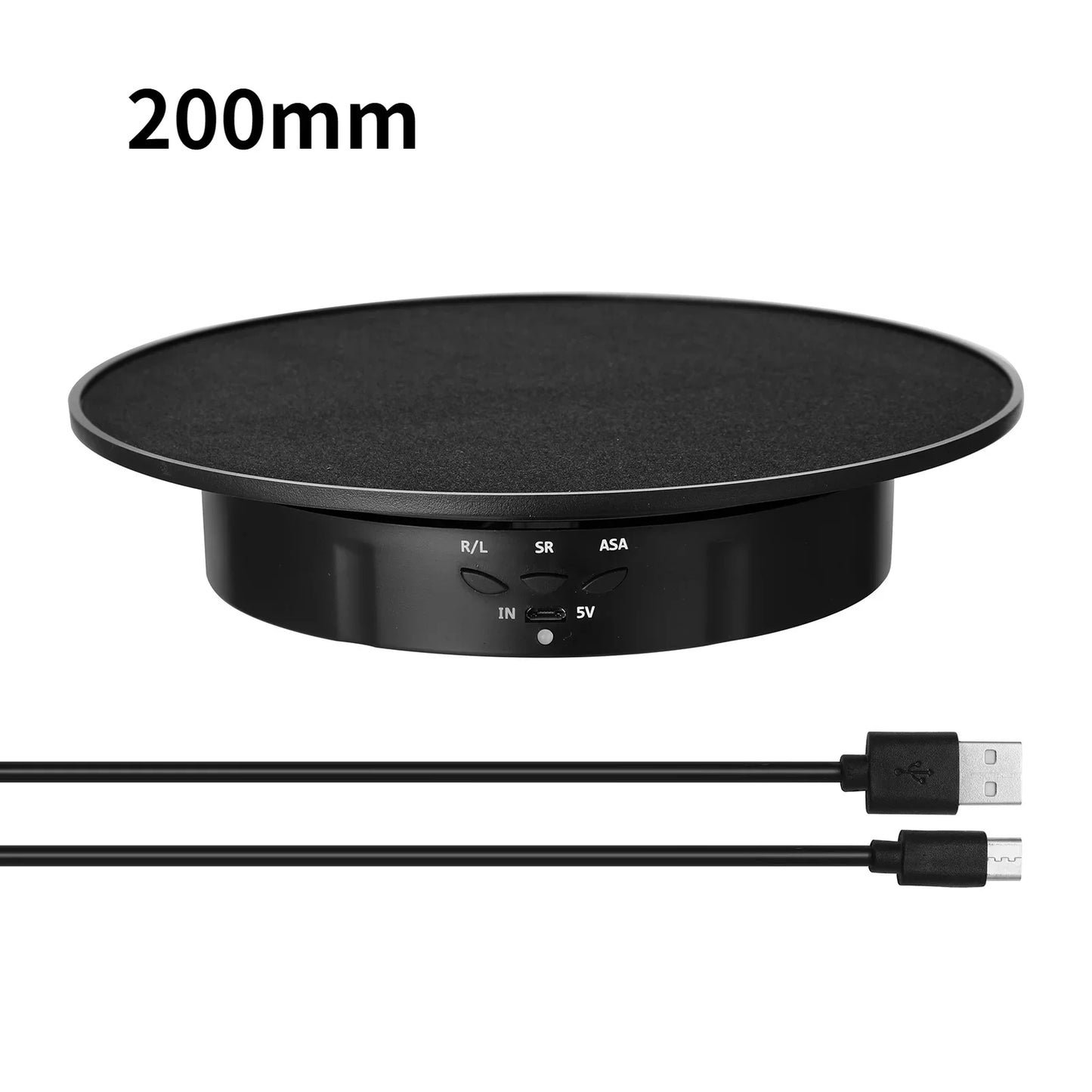 3 Speeds Electric Rotating Display Stand Mirror 360 Degree Turntable Jewelry Holder Battery for Photography Video Shooting Props Peaceful Pleasures Health and Wellness 200mm black Suede 1