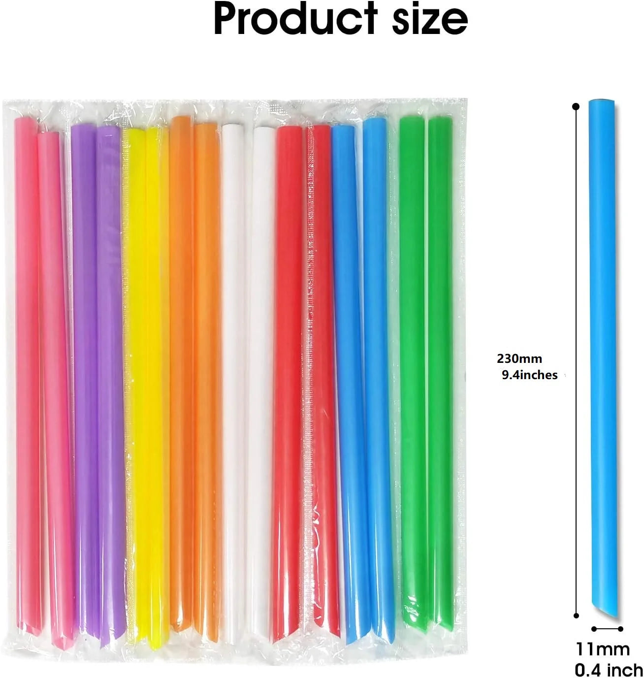 Smoothie Straws Individually Wrapped 11mm Wide Plastic Straws for Smoothies Milkshakes, Boba Iced Coffee SlushiesPA-Free Peaceful Pleasures Health and Wellness 23cm 100pcs