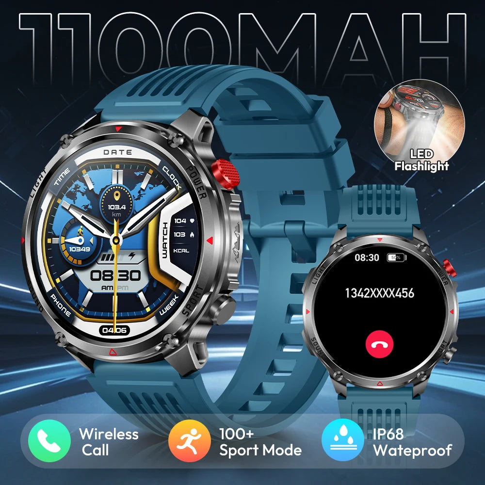 HT45 GPS Smart Watch – 1100mAh, IP68, 100+ Sports Modes, HD Screen