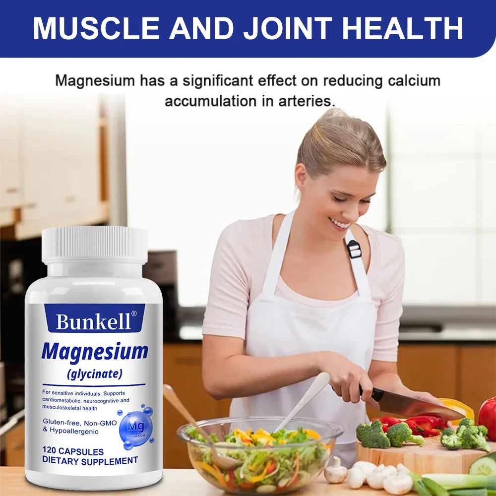 Bunkell Magnesium Glycinate 120 Veggie Caps | High Absorption