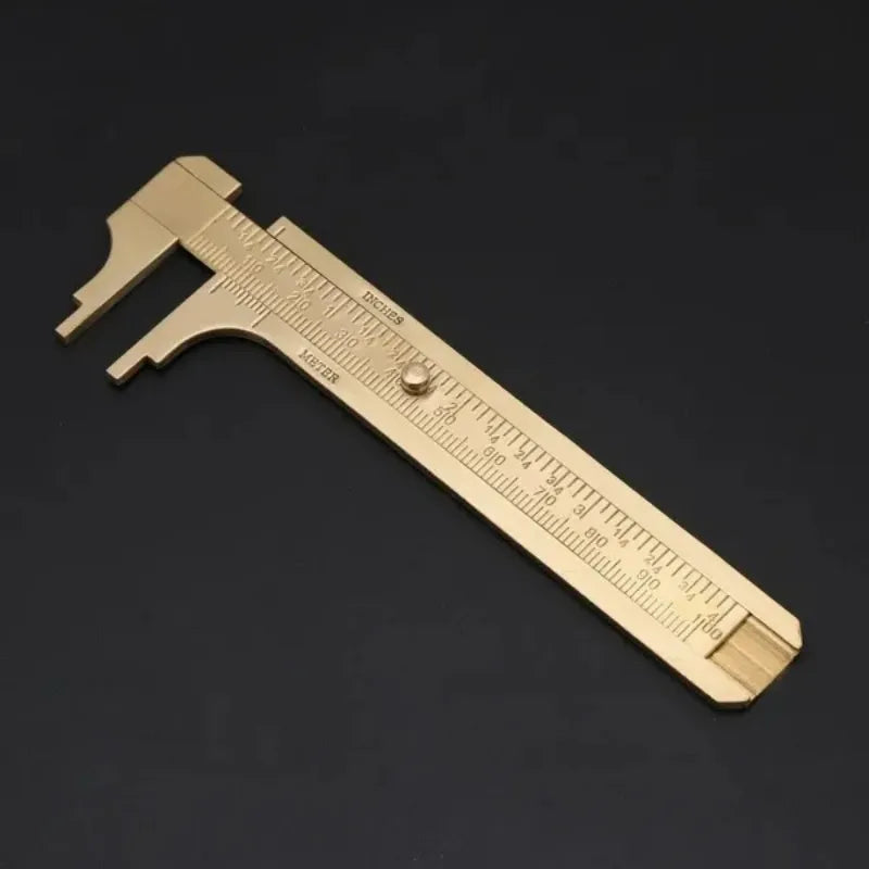 Brass Caliper Portable Mini Vernier Ruler Antique Measuring Tool Vintage Cultural Relic Delicate Measuring Ruler Practical Tools Peaceful Pleasures Health and Wellness 0-100mm 1pc 1